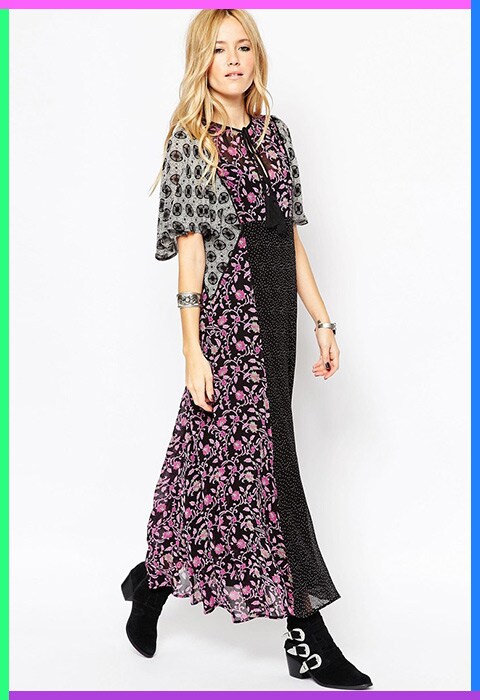 floral print combo maxi dress