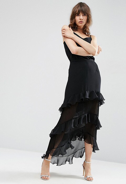 ASOS maxi skirt with ruffle and pleat. Available at ASOS