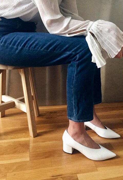 Blogger wearing straight-leg jeans. Available at ASOS