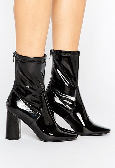 New Look black patent heeled ankle boots, available at ASOS | ASOS Fashion & Beauty Feed