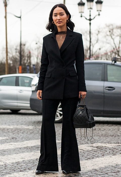 Nicole Warne from Gary Pepper Girl wearing a suit with sheer details. ASOS Fashion & Beauty Feed.