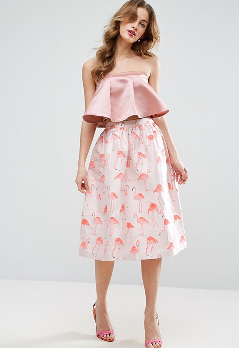 ASOS Pink Prom Skirt in Flamingo Jacquard £55
