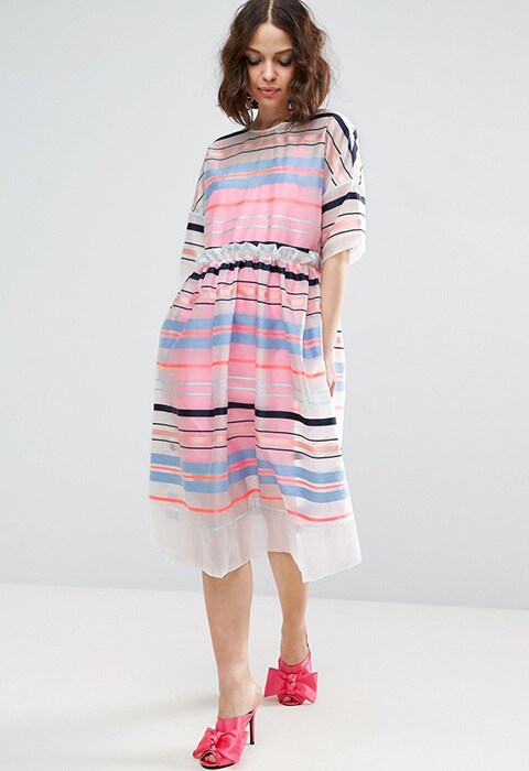 ASOS Salon Striped Smock Midi Dress £85