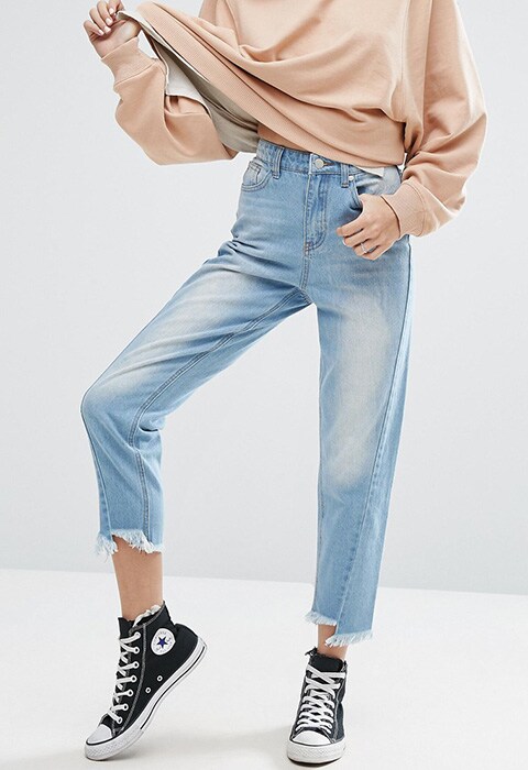 Boohoo step-hem seam-detail mom jeans available at ASOS | ASOS Fashion & Beauty Feed