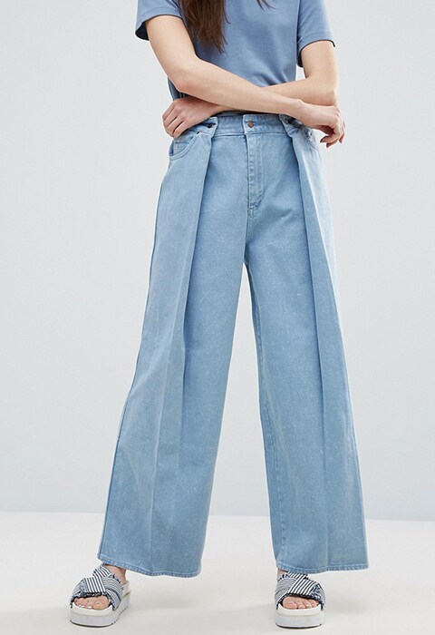 Weekday pleated wrap-front wide-leg jeans available at ASOS | ASOS Fashion & Beauty Feed
