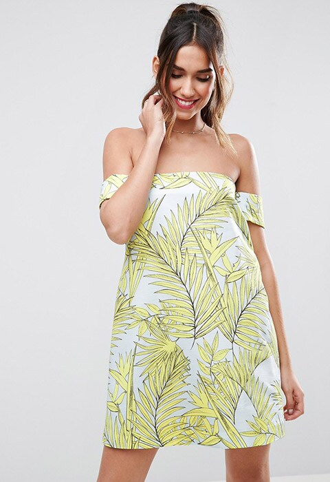 Model wearing ASOS Tropical Aline Mini Dress | ASOS Fashion and Beauty Feed