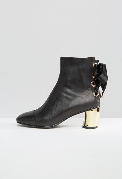 Lavish Alice leather lace-up ankle boots with metallic heel, available at ASOS | ASOS Fashion & Beauty Feed