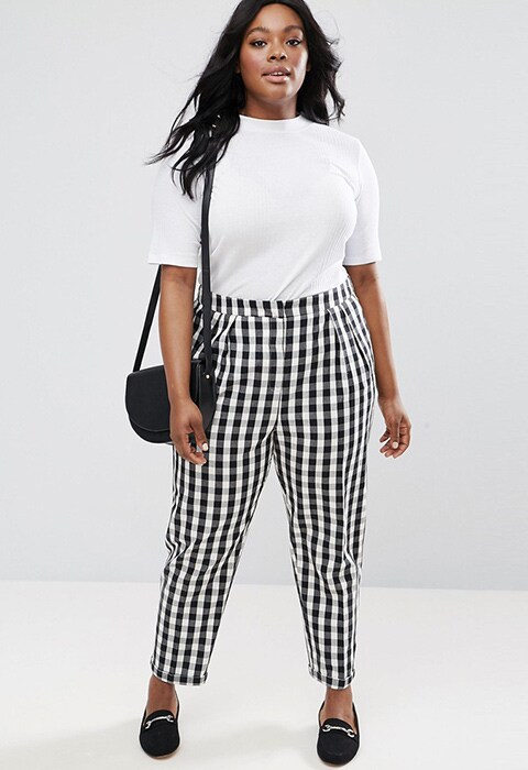 ASOS Curve gingham black and white tapered trousers | ASOS Fashion & Beauty Feed