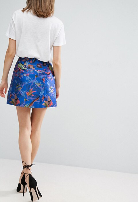 ASOS mini wrap skirt in bluebird jacquard print | ASOS Fashion & Beauty Feed