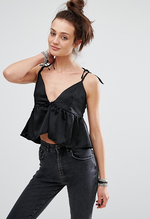 Motel cami top with peplum in satin available at ASOS | ASOS
