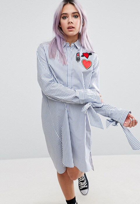 ASOS stripe shirt dress with oversized cuffs and badges available at ASOS | ASOS Fashion & Beauty Feed