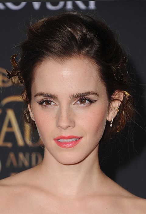 Emma Watson at the Beauty and the Beast premiere sporting a graphic eyeliner beauty look | ASOS Fashion & Beauty Feed