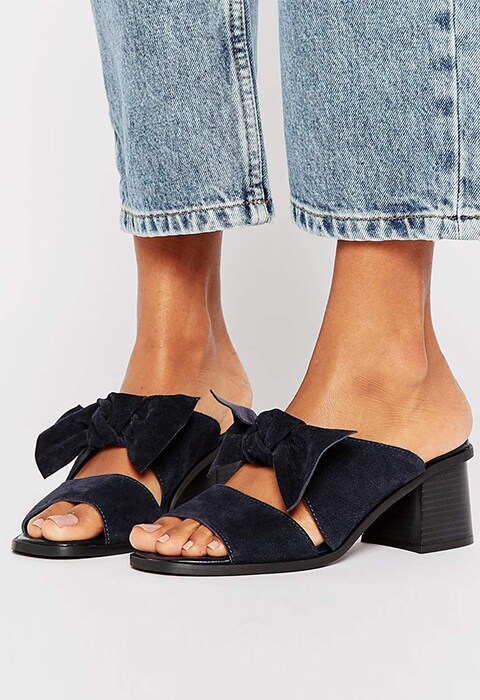 ASOS TOULOUSE Navy Suede Bow Mules £45 | ASOS Fashion And Beauty Feed
