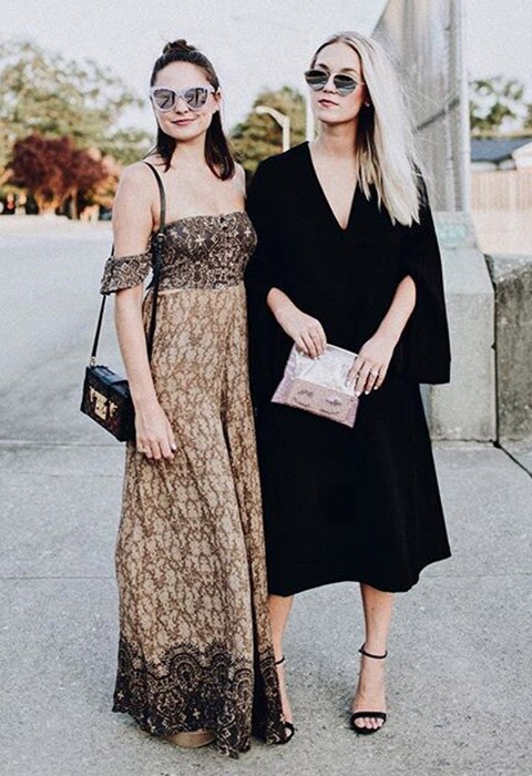 #AsSeenOnMe Instagram bloggers wearing patterned maxi dress and black cape shift dress | ASOS Fashion and Beauty Feed