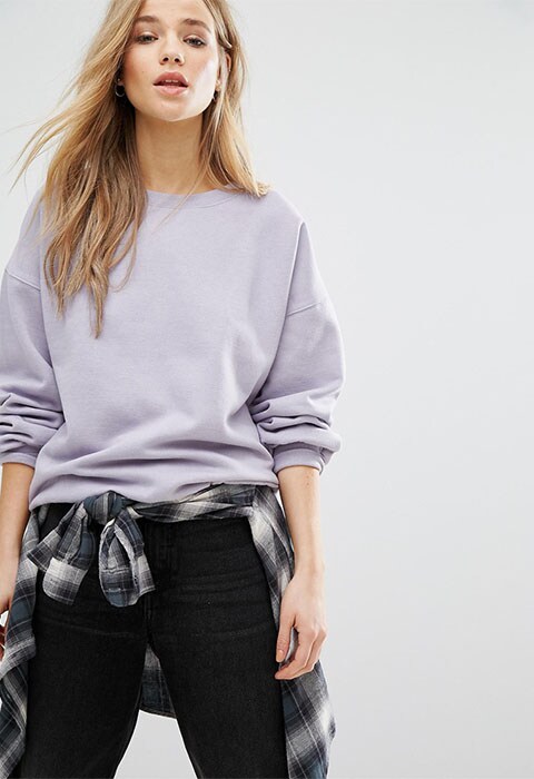 lilac balloon sleeve sweatshirt from New Look