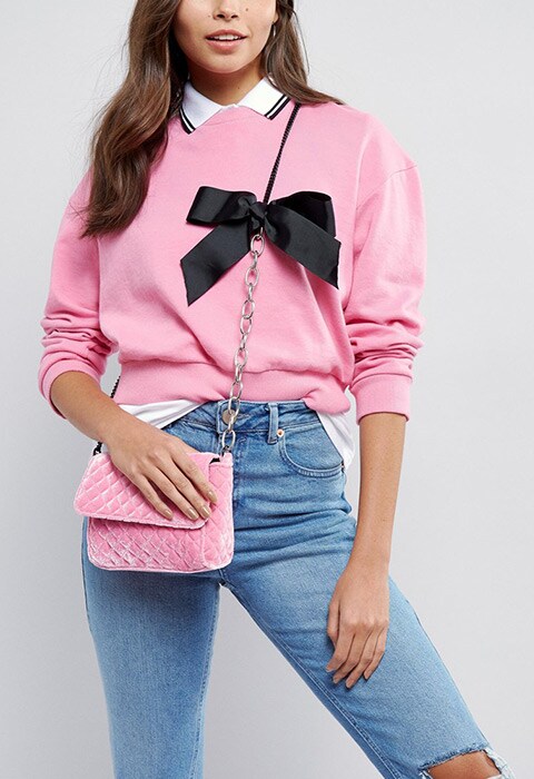 ASOS Pink Quilted Velvet Cross Body Bag £20 | ASOS Fashion and Beauty Feed