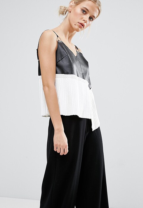 ZACRO Leather Look Cami With Metal Hardware Trims available at ASOS | ASOS Fashion and Beauty Feed
