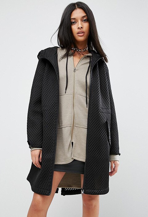 model wearing ASOS Parka In Oversized Mesh, available at ASOS