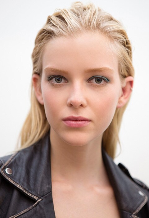 Model wearing green eye make-up look at Nina Ricci SS17 runway show | ASOS Fashion and Beauty Feed