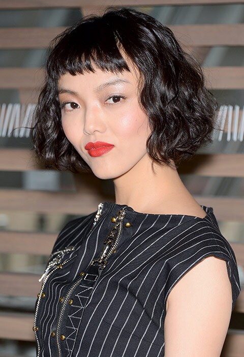 Japanese Model and Actress Rila Fukushima with short, wavy crop hairstyle