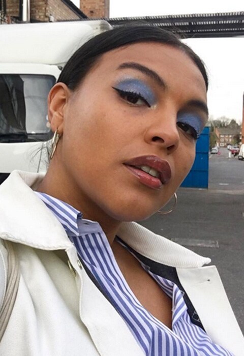 ASOS Insider Paloma Elsesser wearing pastel blue eye shadow