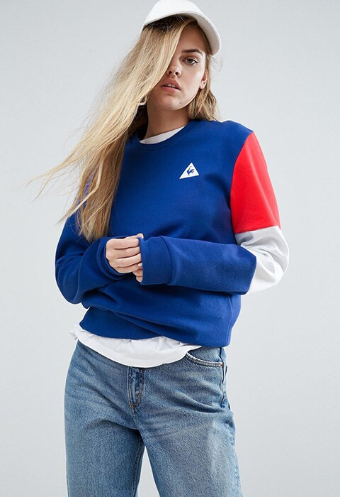 le coq sportif boyfriend sweatshirt with tricolore sleeves, available at ASOS | ASOS Fashion & Beauty Feed