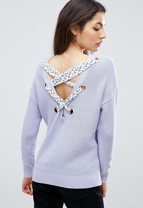 ASOS Jumper with Floral Lace Back Detail, available at ASOS