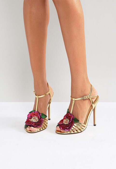 Gold, embellished heels