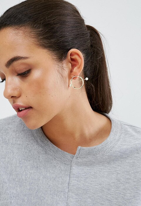Limited Edition Pearl Bar Open Circle Earrings, available at ASOS | ASOS Fashion and Beauty Feed