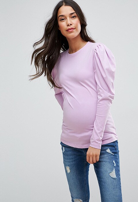ASOS Maternity Top with 3/4 Ruched Sleeve, available at ASOS | ASOS Fashion and Beauty Feed