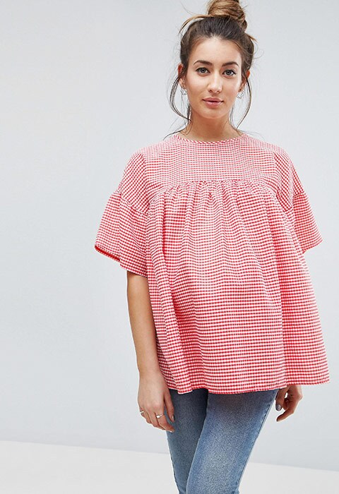 ASOS Maternity Smock Top in Gingham, available at ASOS | ASOS Fashion and Beauty Feed