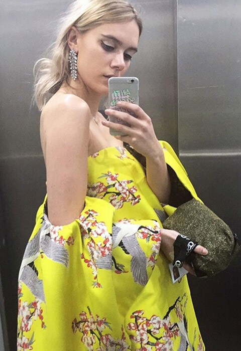 ASOS Insider Olive wearing yellow off-the-shoulder dress with print | ASOS Fashion & Beauty Feed