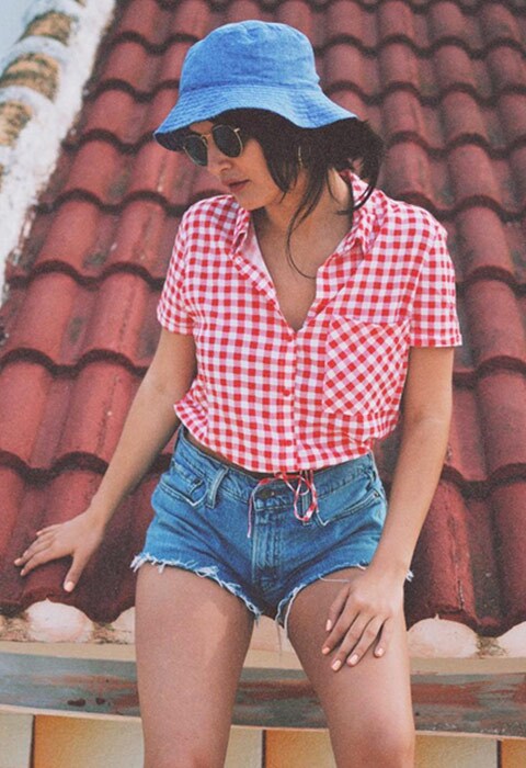 #AsSeenOnMe blogger wearing a denim hat. Available at ASOS.