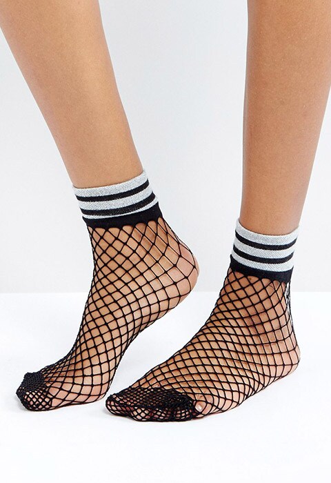 ASOS Fishnet Glitter Stripe Welt Socks, available at ASOS | ASOS Fashion & Beauty Feed