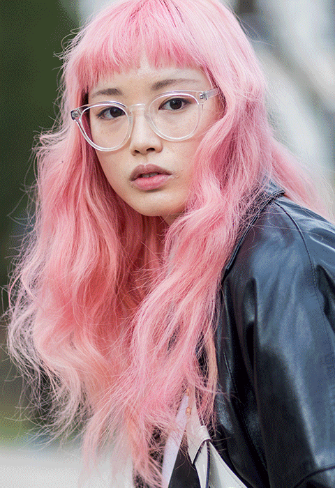 cheveux rose pastel
