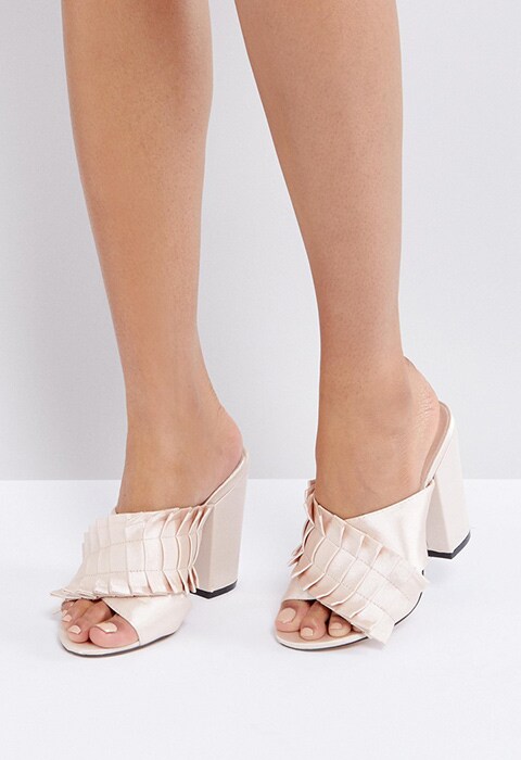 Lost Ink pleat detail mules in nude | ASOS Fashion & Beauty Feed
