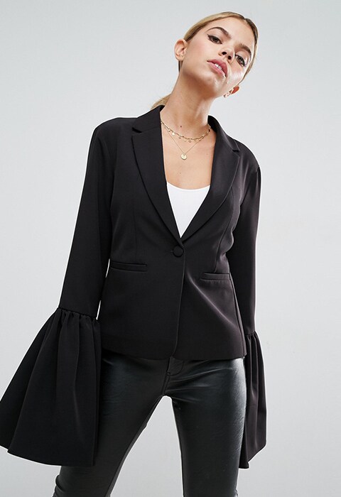 Model wearing ASOS Sleeve Drama Blazer, available on ASOS | ASOS Fashion & Beauty Feed