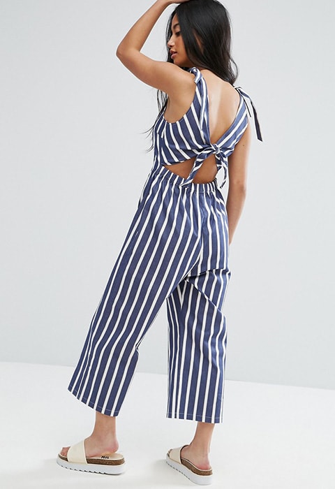 ASOS PETITE V Neck Jumpsuit in Stripe with Tie Shoulder Detail £35 | ASOS Fashion & Beauty Feed