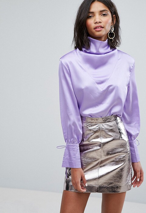 model wearing Sister Jane Drapey Blouse In Satin, available on ASOS | ASOS Fashion & Beauty Feed