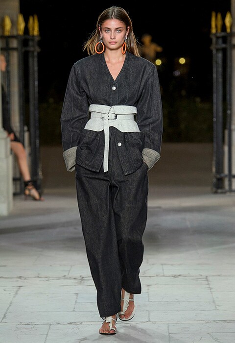 Taylor Hill walking for Isabel Marant SS17 and wearing a belted jumpsuit | ASOS Fashion & Beauty Feed