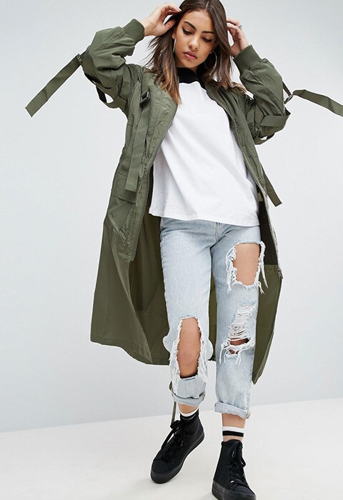 ASOS Longline Parka with Parachute Strapping, available on ASOS
