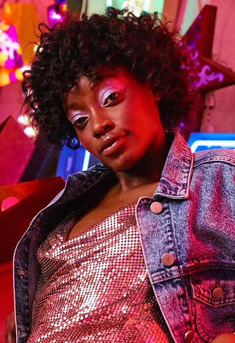Model wearing shimmer eyeshadow, inspired by Netflix show GLOW | ASOS Fashion & Beauty Feed