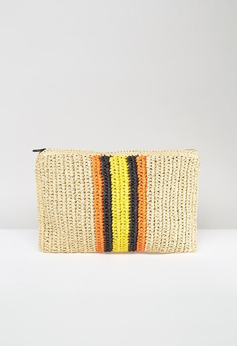 Warehouse Contrast Stripe Straw Clutch Bag, available at ASOS | ASOS Fashion and Beauty Feed