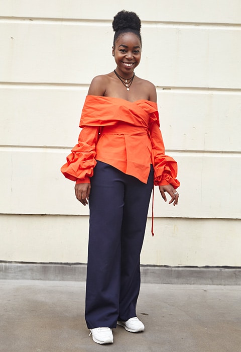 ASOS Staff Claudia Hector wearing a puff sleeve top | ASOS Fashion & Beauty Feed