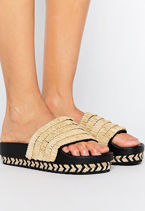 SixtySeven raffia espadrille-style slider flat sandals | ASOS Fashion & Beauty Feed