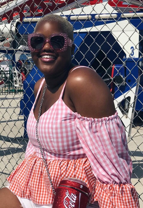 #AsSeenOnMe blogger wearing chunky pink sunglasses | ASOS Fashion & Beauty Feed