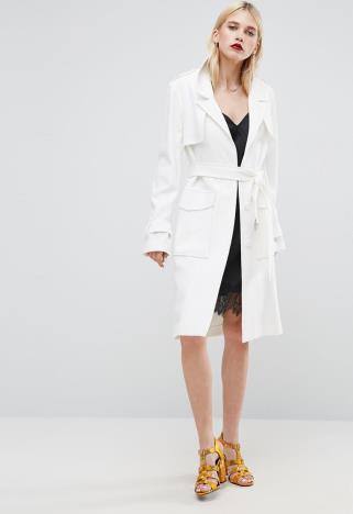 Model wearing white ASOS trench coat | ASOS Fashion & Beauty Feed