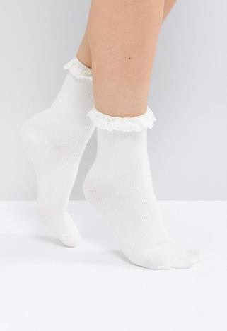 White frill socks from Monki, available at ASOS | ASOS Fashion & Beauty Feed
