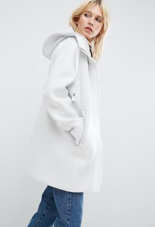 Model wearing white ASOS bonded coat | ASOS Fashion & Beauty Feed