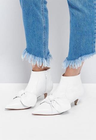 ASOS white leather bow ankle boots | ASOS Fashion & Beauty Feed